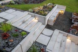 hardscape with landscaping recently done