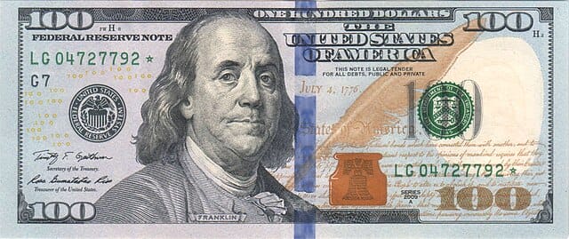 obverse of the series 2009 100 federal reserve note