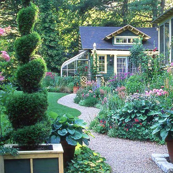 containers topiary cottage garden