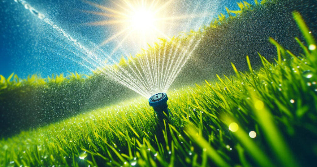 heat tolerant grass being watered